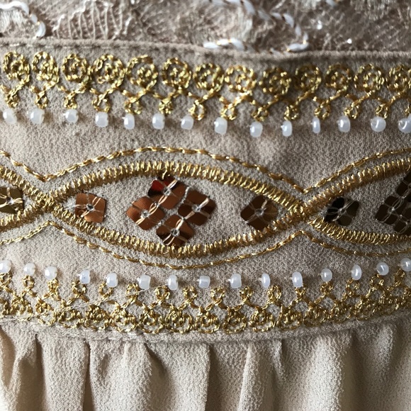 NWOT Medium Light Tan & Gold Formal Dress 💓👗 - Picture 7 of 7