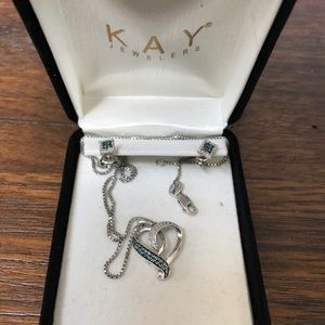 White and Blue diamonds set in sterling silver