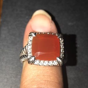 JUDITH RIPKA RING WITH RED STONE AND DIAMONDS