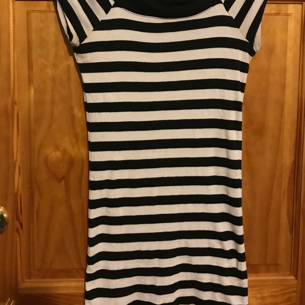 Black and white striped Express blouse
