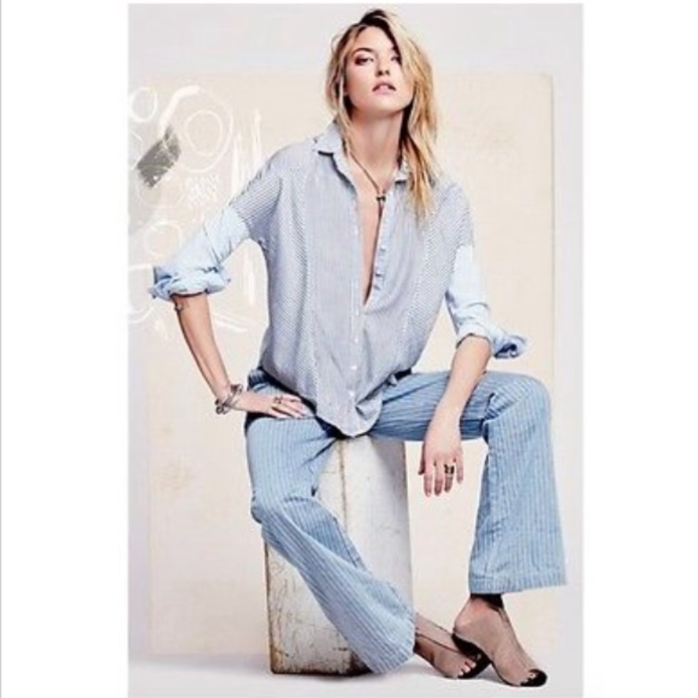 NWT! Free People Railroad Stripe Flare Jeans