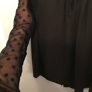 Anthropologie HD Paris Black Polka Dot Lace Blouse