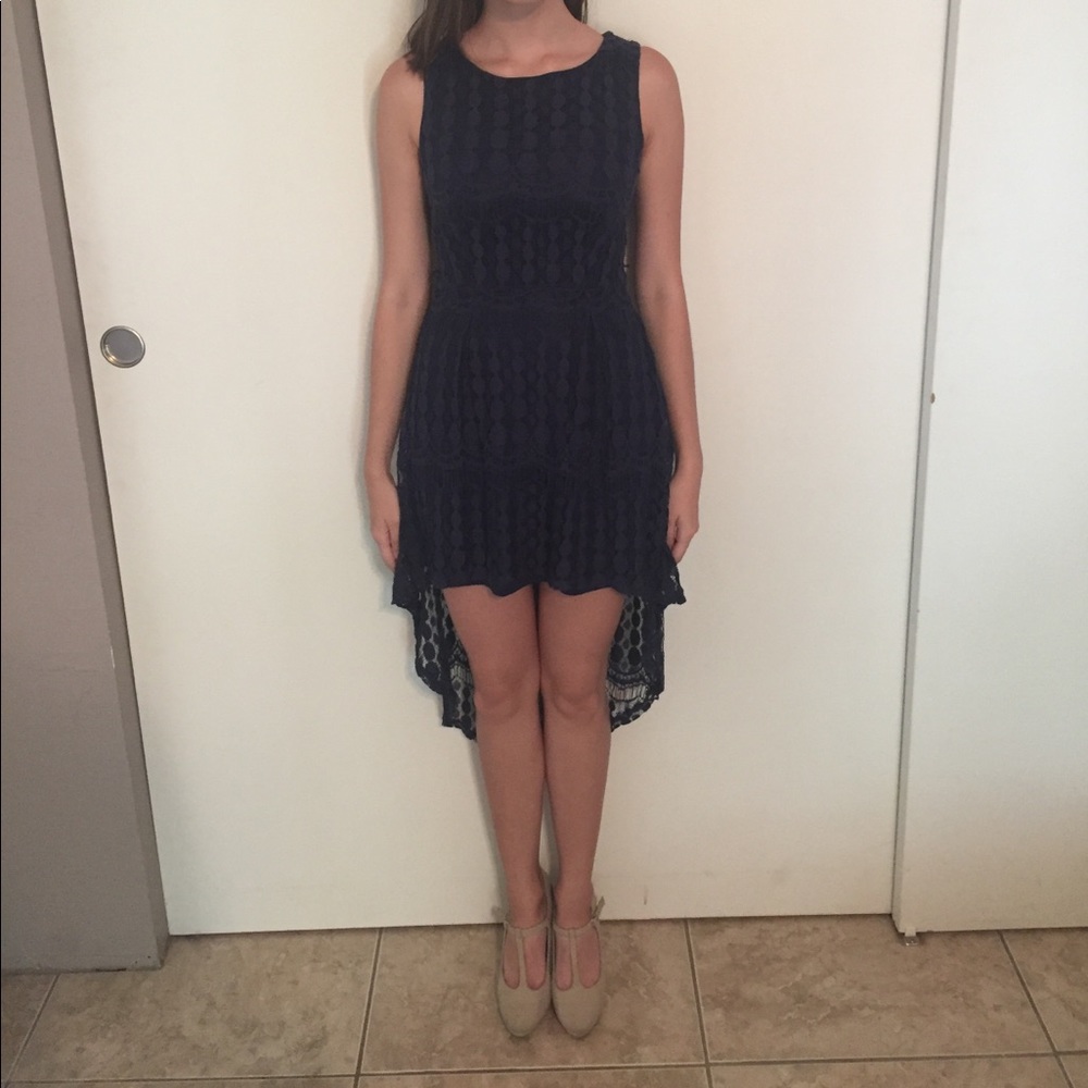 Navy High-Low Dress