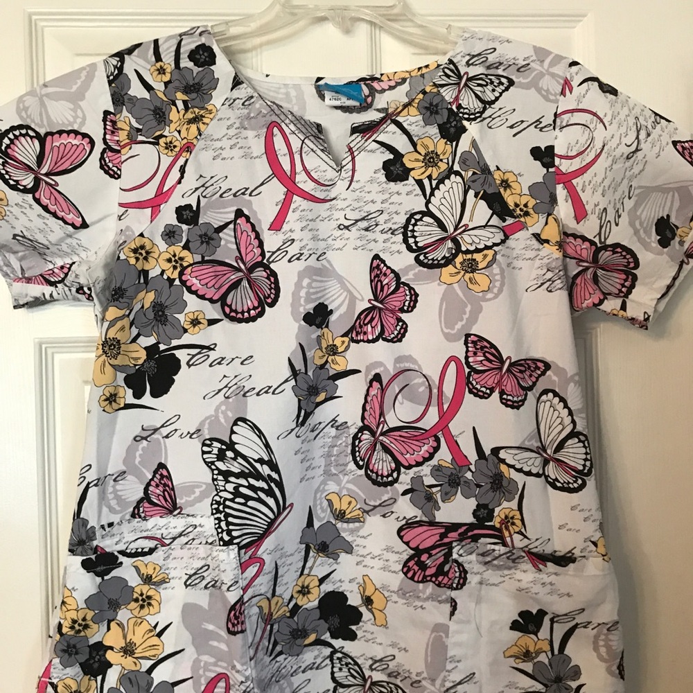 Breast cancer awareness scrub top
