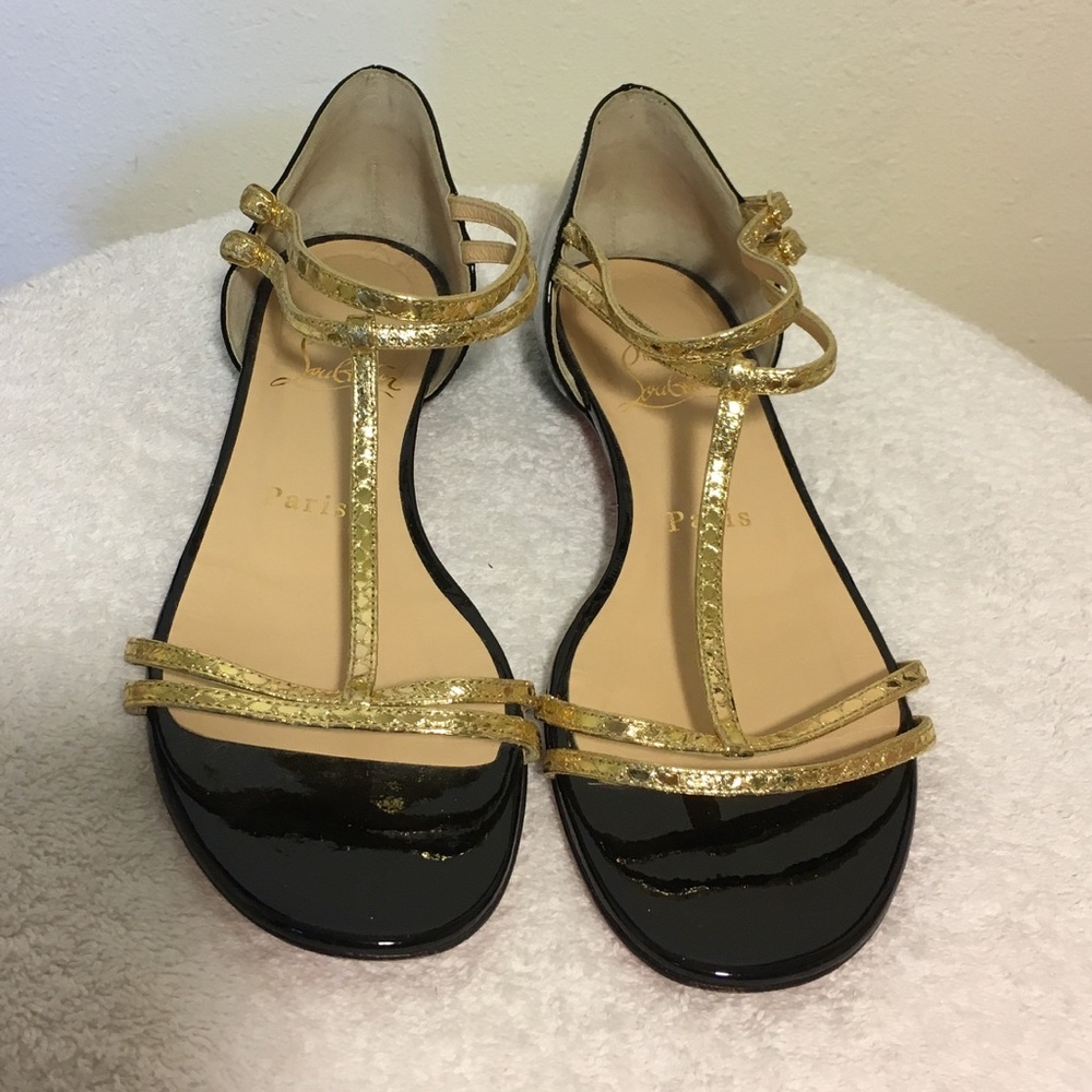 Womens Christian Louboutin leather ankle strap