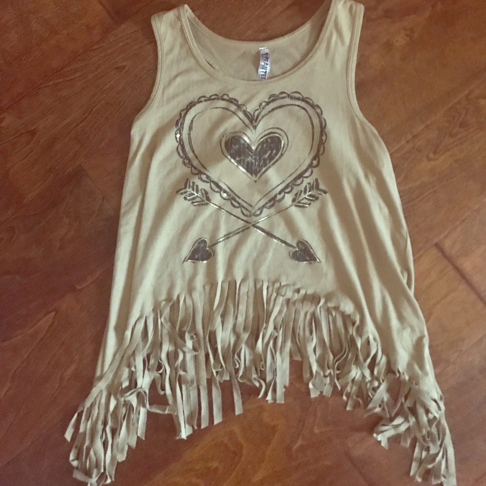 Brown fringe top