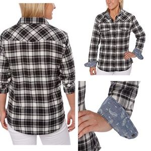 Jachs Girlfriend Ladies' Flannel Shirt Black/White