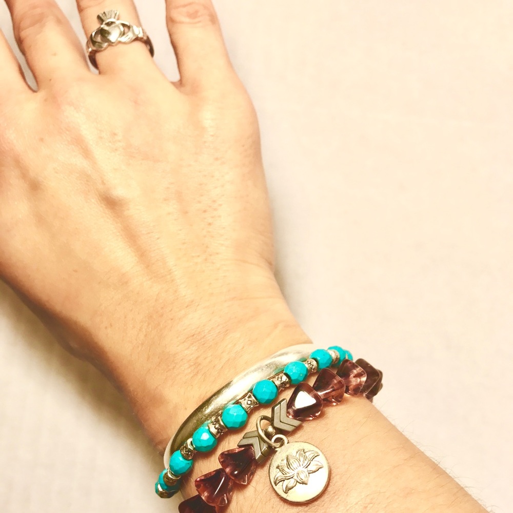 aqua + amethyst bracelet set
