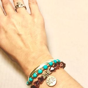 aqua + amethyst bracelet set