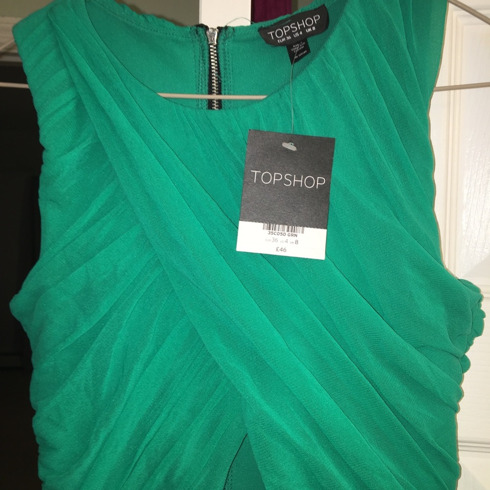 Topshop green dress with cutout  new with tags 4 - Picture 2 of 4