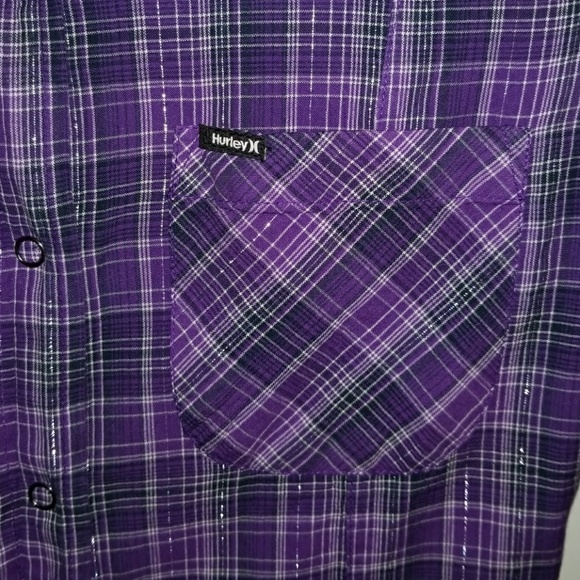 Hurley Purple and Black Button Down Top - Picture 4 of 6