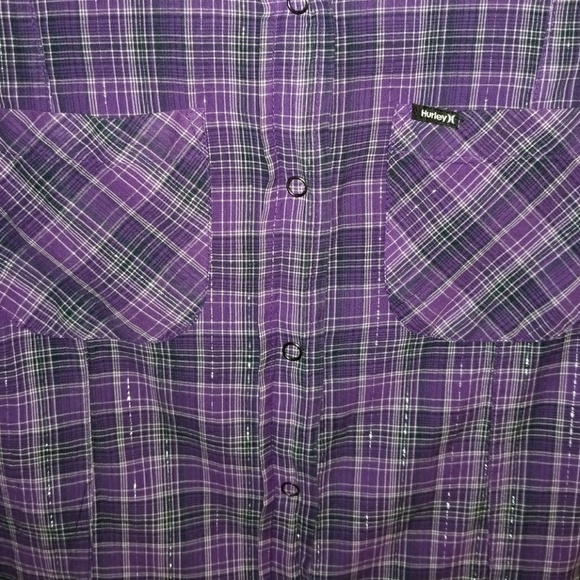 Hurley Purple and Black Button Down Top - Picture 5 of 6