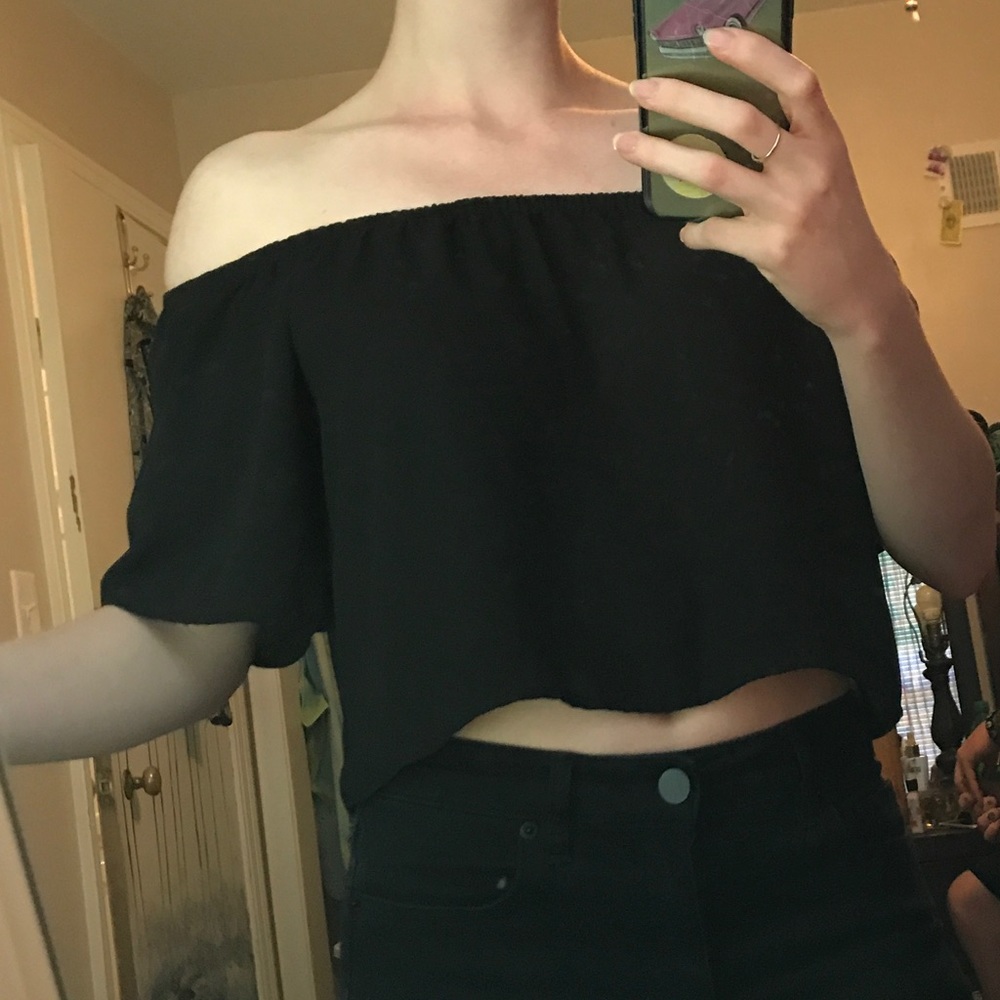 Black off the shoulder blouse!
