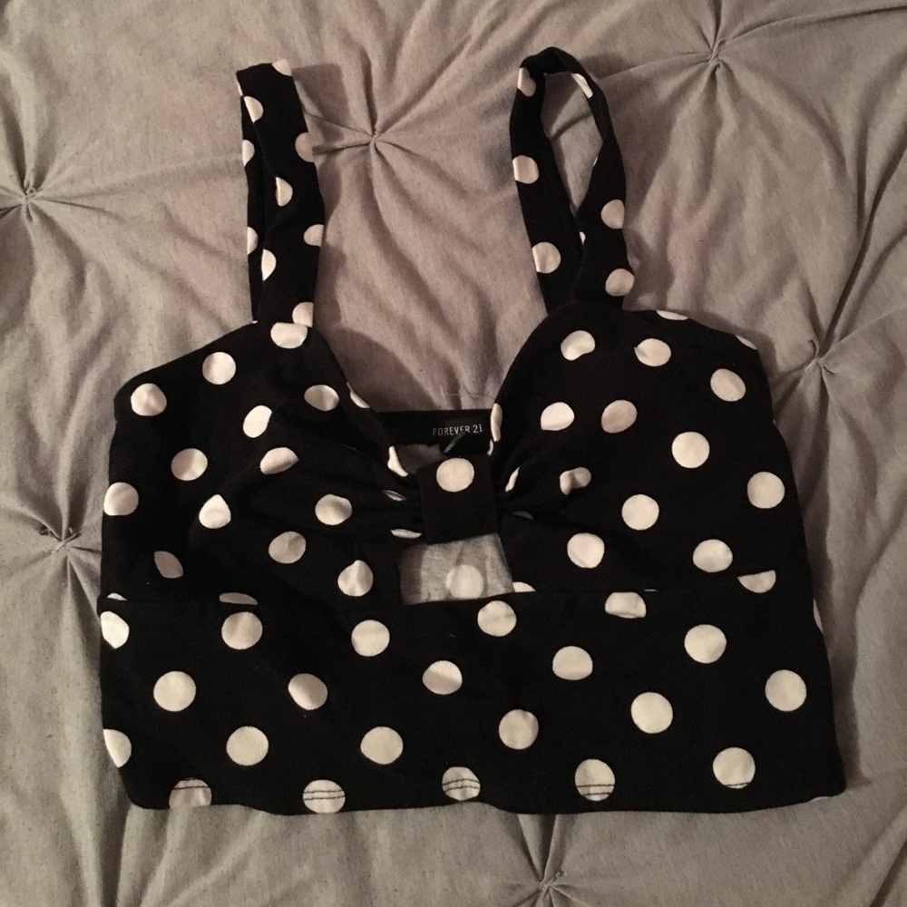 White polka dot crop top