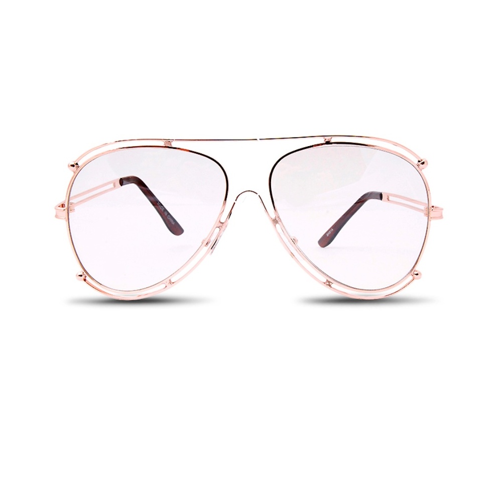 Clear Aviator Sunglasses with Double Gold Frame