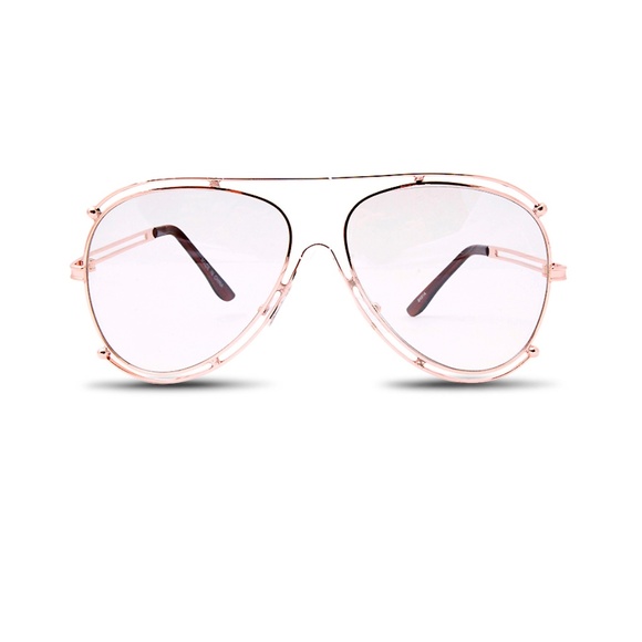 Clear Aviator Sunglasses with Double Gold Frame - Picture 1 of 2