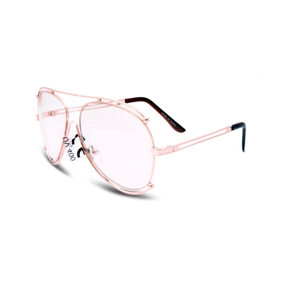 Clear Aviator Sunglasses with Double Gold Frame - Picture 2 of 2