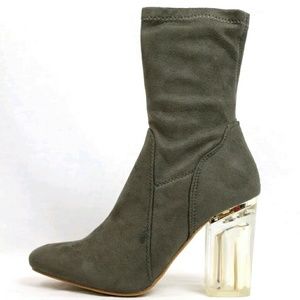 Clear Heel Olive Boots
