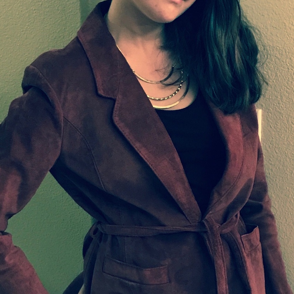 Burgundy suede leather jacket