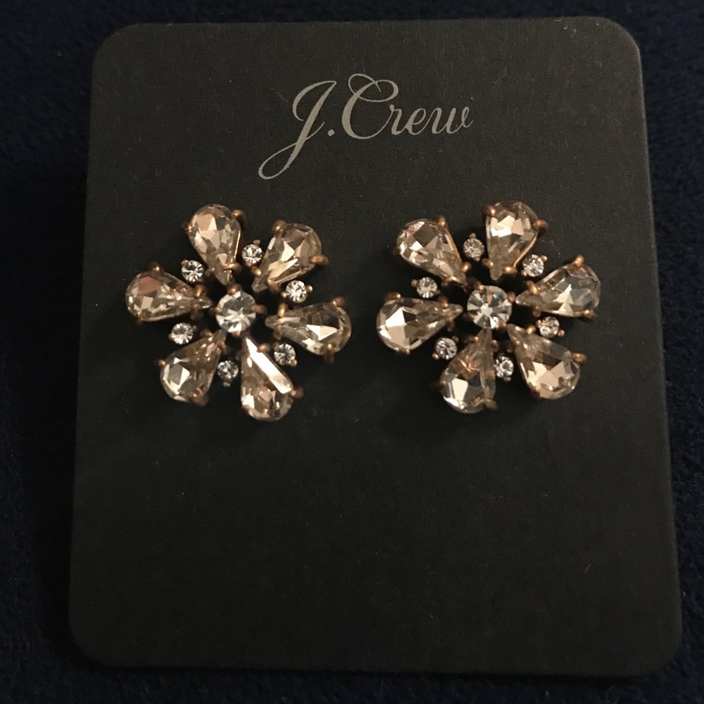 J Crew stud snowflake sparkle earrings, NWT