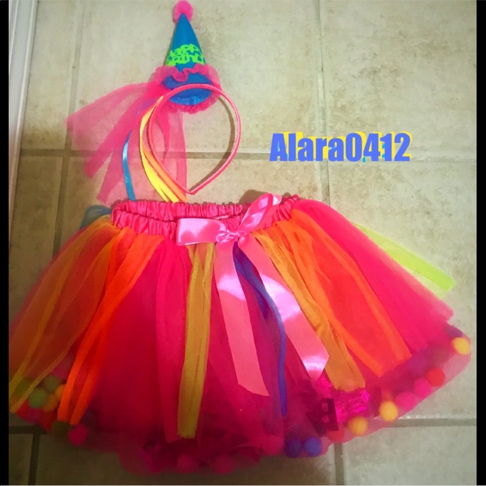 Birthday tulle tutu & headband 2T/3T/4T/5T girls 4