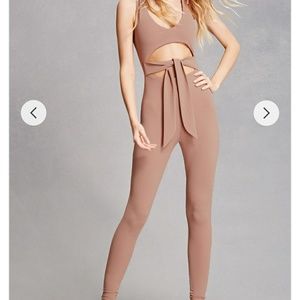 Sash belt cutout jumpsuit