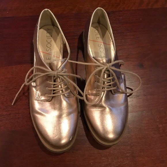 Sole Society Shoes - Sole Society 'Cobain' Rose Gold Cutout Oxford