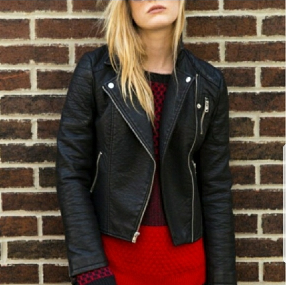 American Eagle Vegan Leather Black Moto Jacket