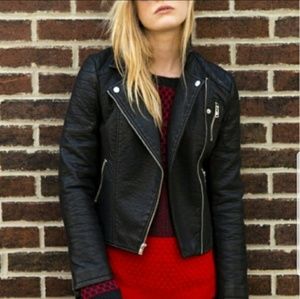 American Eagle Vegan Leather Black Moto Jacket