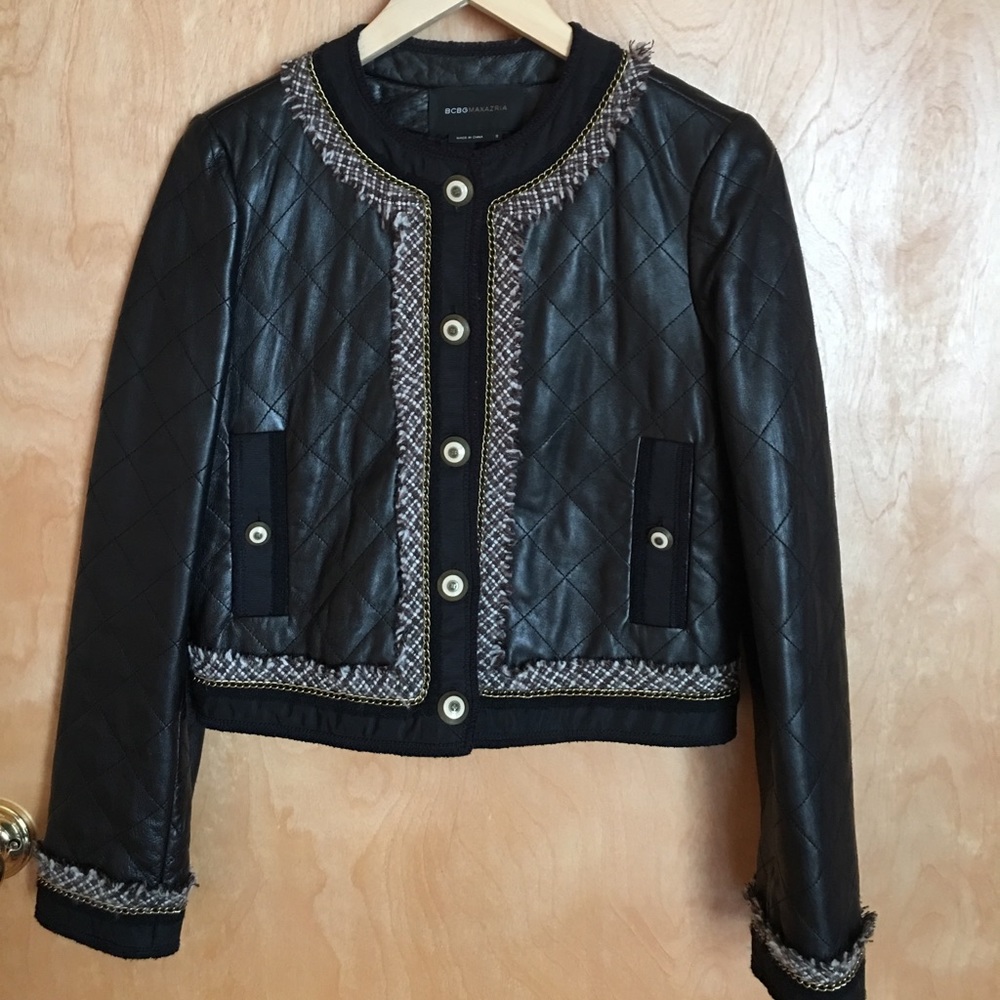 Leather quilted jacket