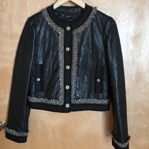 Leather quilted jacket