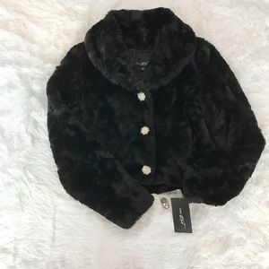 Black Rivet Faux Fur Coat