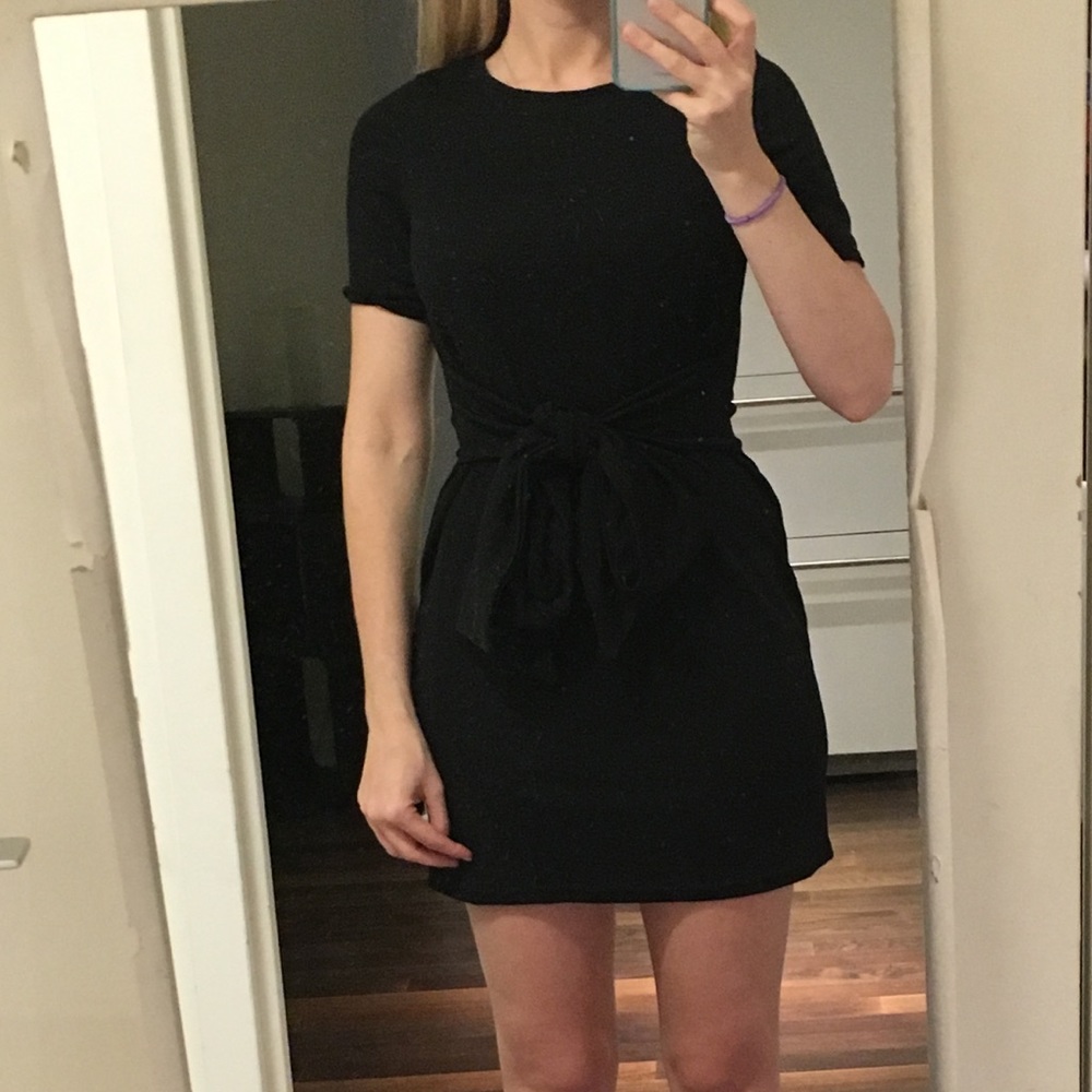 Black mini dress with tie