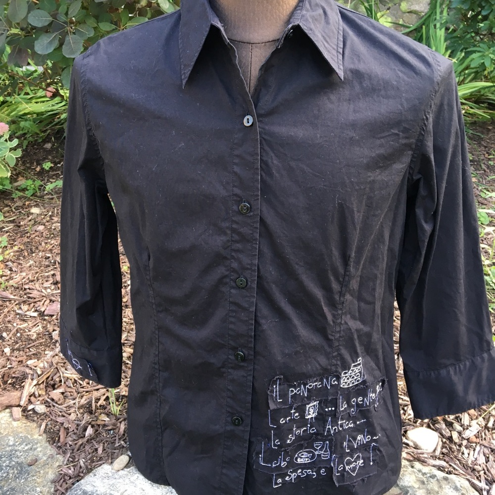 Black Cotton Shirt for Lovers of Italy