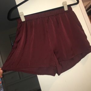 Silk maroon shorts