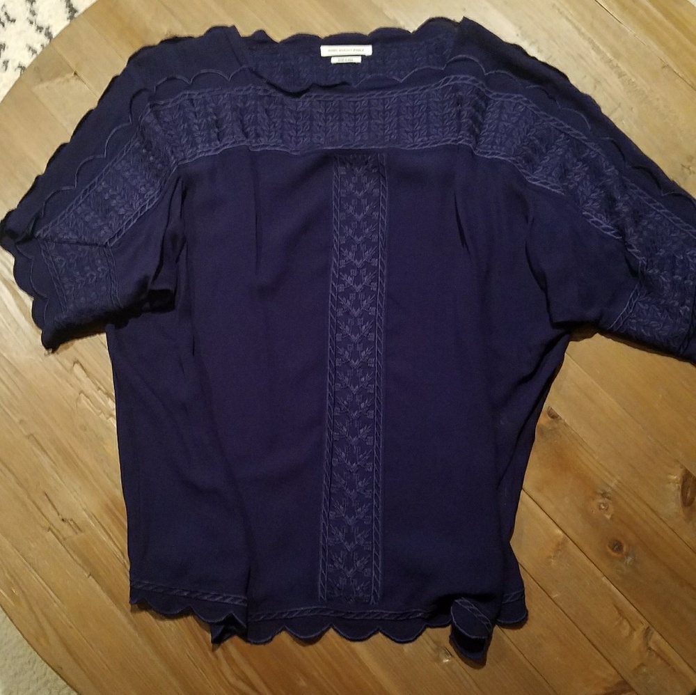 NWOT Isabel Marant Etoile Blue Scalloped Blouse - Picture 2 of 7
