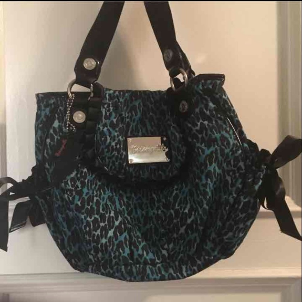 Betseyville Betsey Johnson teal leopard purse