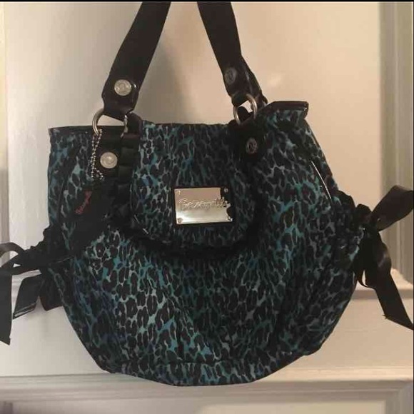 Betseyville Betsey Johnson teal leopard purse - Picture 1 of 4