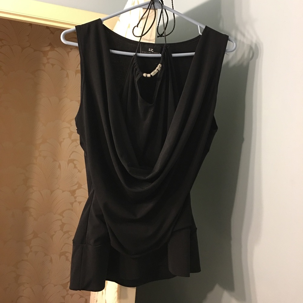 Black Faux Halter Top