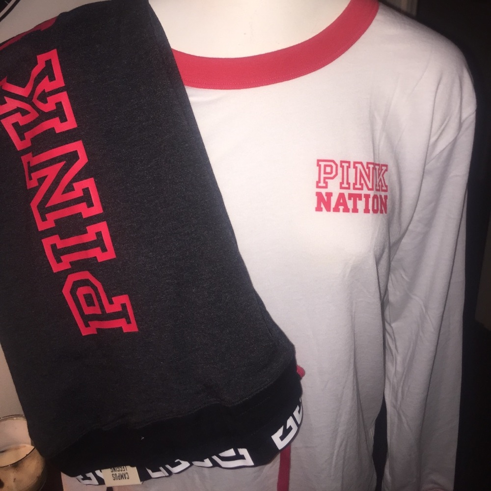 Pink nation yoga pants with shir‼️🖤 size medium