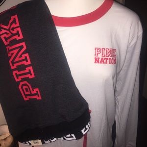 Pink nation yoga pants with shir‼️🖤 size medium