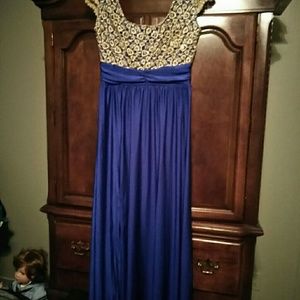 Blue Ladies Formal Large Size Gown with Sweetheart