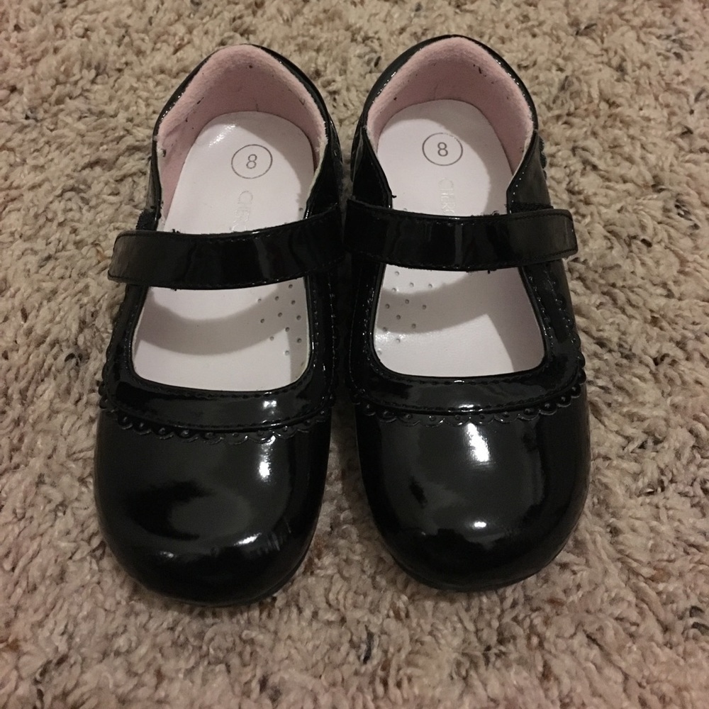Black patent Mary Jane's with velcro closure