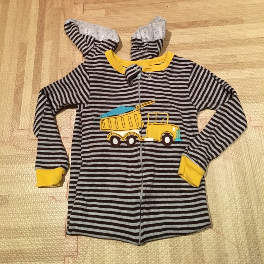 3T dump truck zipper footie pjs