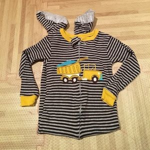 3T dump truck zipper footie pjs