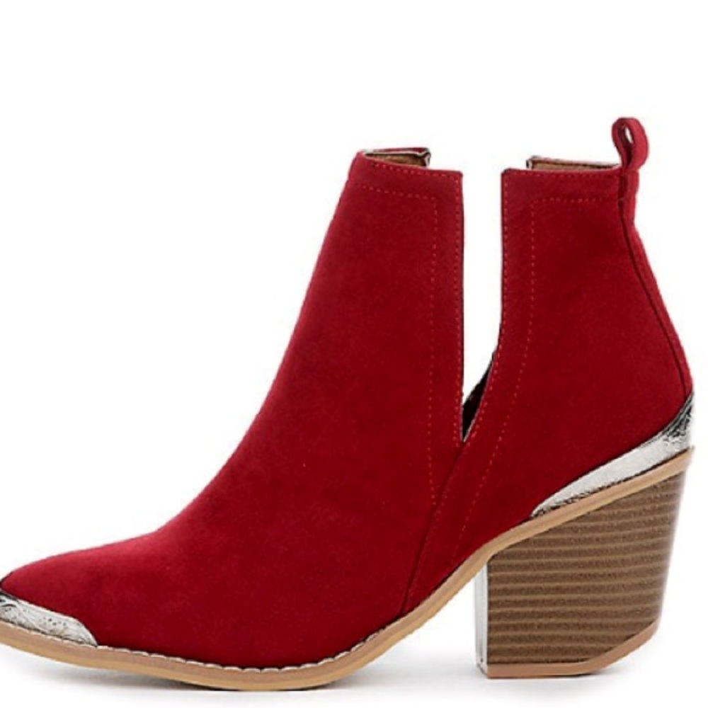 Leather Ankle BOOTS Booties Western Mule Heel - Picture 5 of 7