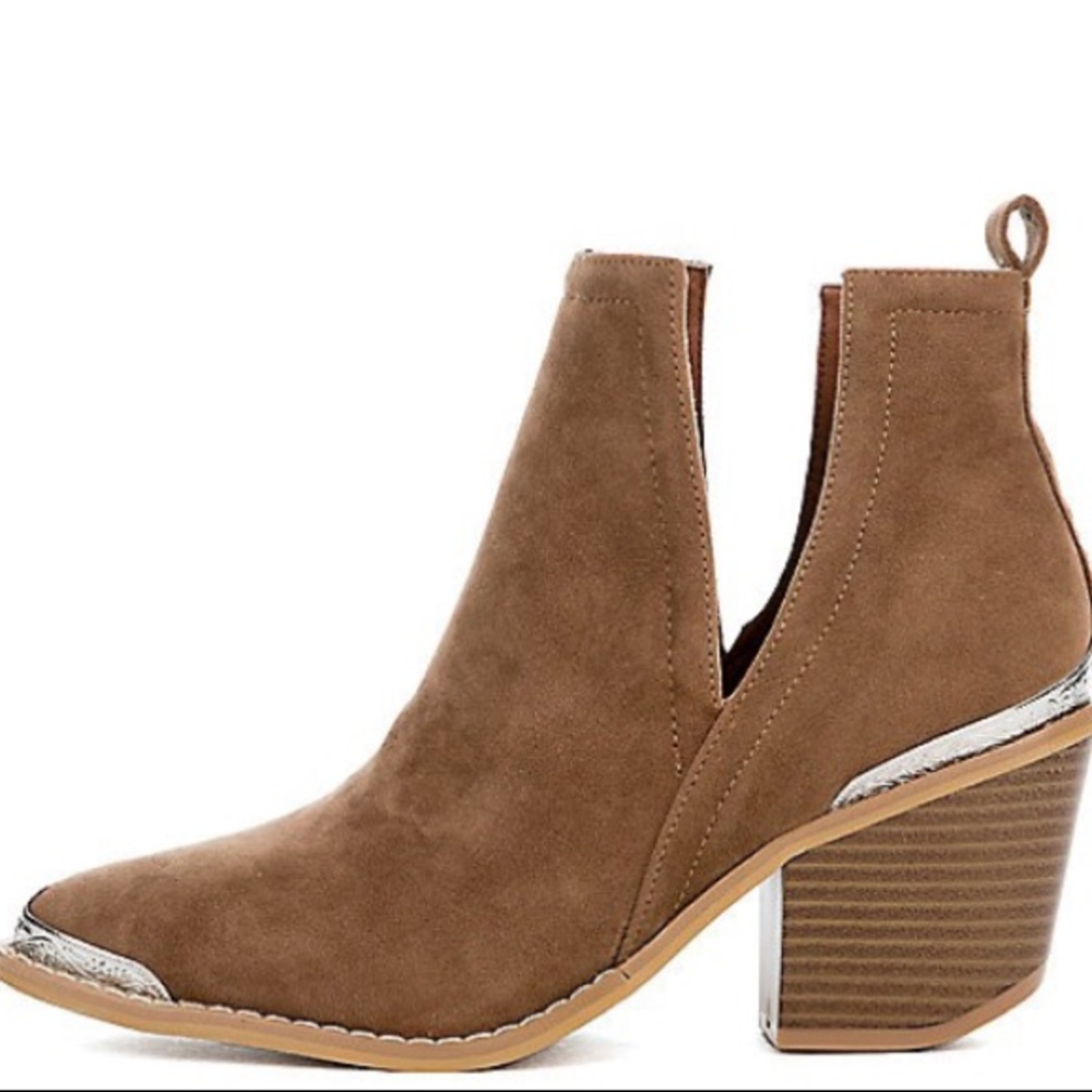 Leather Ankle BOOTS Booties Western Mule Heel - Picture 6 of 7