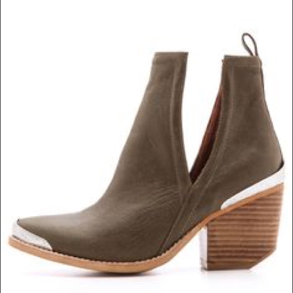 Leather Ankle BOOTS Booties Western Mule Heel - Picture 3 of 7