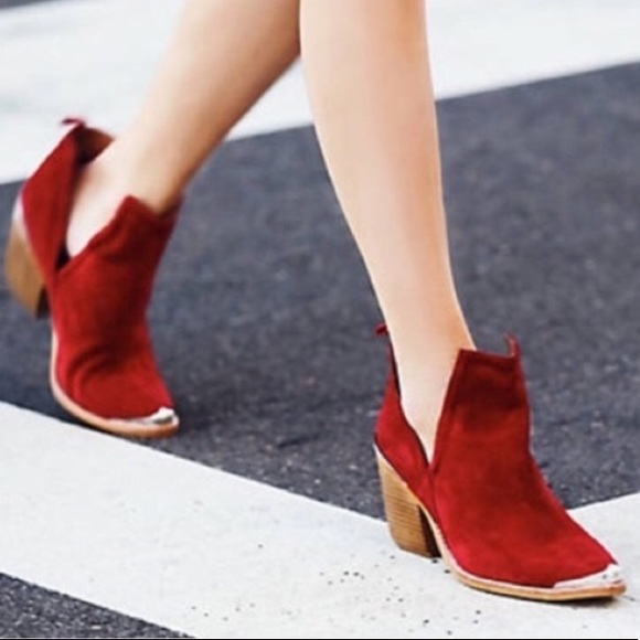 Leather Ankle BOOTS Booties Western Mule Heel - Picture 7 of 7