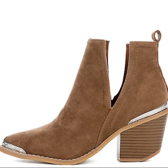 Leather Ankle BOOTS Booties Western Mule Heel - Picture 6 of 7